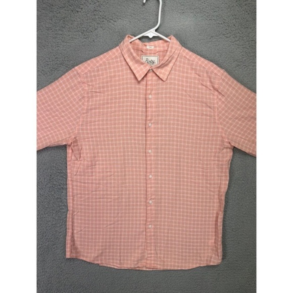 Bixby Nomad Shirt Large Pink Plaid Slim Fit Flannel Button Down Lightweight Mens